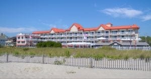 View of Cape May Hotel Montreal Beach Resort from the beach