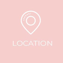 Location link with tan background and white location pin icon